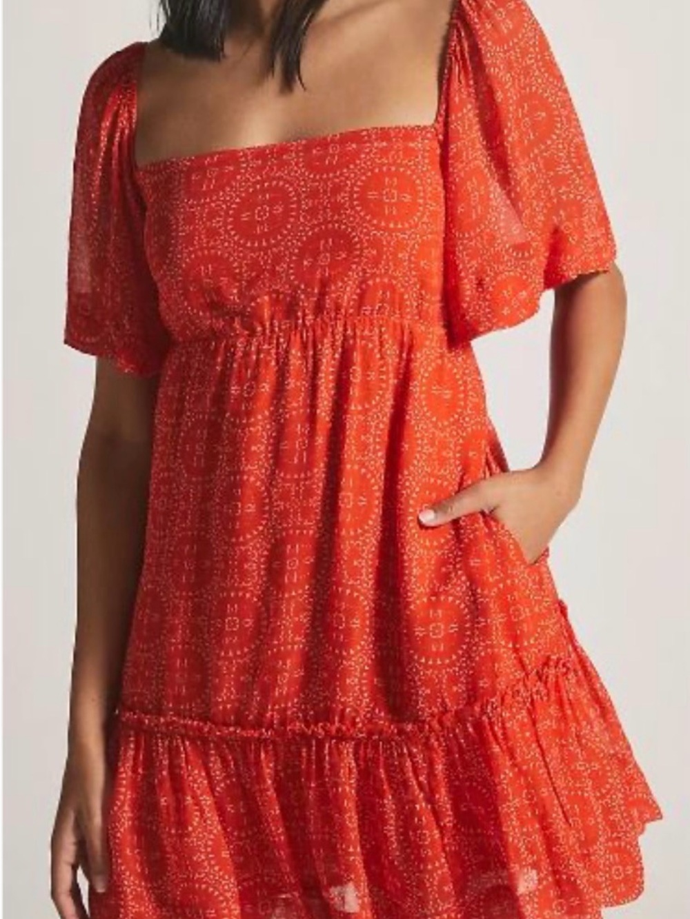 Maeve Printed Square-Neck Mini Dress